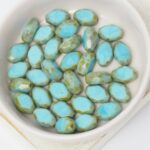 8x11 mm Faceted olives beads 63030-86800 Turquoise Travertin x 10 pc(s)