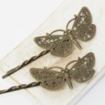 17x60 mm Butterfly Hair pin Antique bronze x 2 pc(s)
