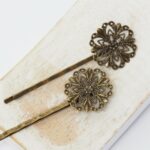 20x62.5 mm Little Flower Hair pin Antique bronze x 2 pc(s)