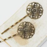 30x65 mm Flower Garden Hair pin Antique bronze x 2 pc(s)