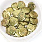 14 mm Extra low Glass Cabochon Jet Ancient Gold Splash Luster x 6 pc(s)