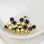 4 mm / ss16 Preciosa Chaton Montee Dark Indigo in Gold-colored setting x 20 pc(s)