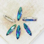 4x15 mm Navette glass cabochon Sphinx with Silver Colored claw x 6 pc(s)