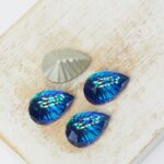 10x14 mm Ripple Pear glass cabochon Bermuda Blue x 4 pc(s)