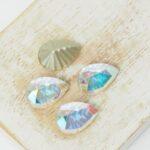 10x14 mm Ripple Pear glass cabochon Crystal AB x 4 pc(s)