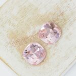 12 mm cushion cut glass cabochon  Light Rose x 2 pc(s)