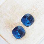 12 mm cushion cut glass cabochon  Montana x 2 pc(s)
