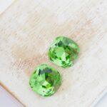 12 mm cushion cut glass cabochon  Peridot x 2 pc(s)