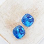 12 mm cushion cut glass cabochon  Sapphire x 2 pc(s)