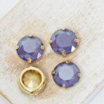 12 mm round glass cabochon Tanzanite Matt with gold-colored claw x 4 pc(s)