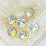 8 mm round glass cabochon with lotus flower Paradise Shine x 6 pc(s)