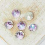 8 mm round glass cabochon with lotus flower Vitrail Light x 6 pc(s)