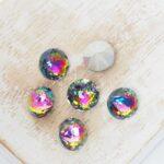 8 mm round glass cabochon with lotus flower Volcano x 6 pc(s)