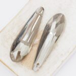 15x49 mm long drop glass pendant Black Diamond x 2 pc(s)