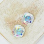 12 mm cushion cut glass cabochon Crystal AB x 2 pc(s)