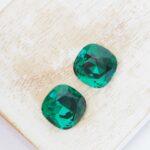 12 mm cushion cut glass cabochon Emerald x 2 pc(s)