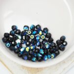 4 mm Fire-polished round beads Jet AB  x 60 pc(s)