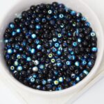 4 mm Round Glass beads Jet AB  x 60 pc(s)