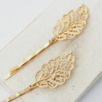 34x70mm Leaf Hair pin Light Gold x 2 pc(s)