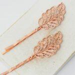 34x70mm Leaf Hair pin Rose Gold-colored x 2 pc(s)