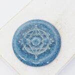 36 mm Lunar Cycle Beadingschool Art Cabochon Dark Sky Blue on light clay x 1 pc(s)