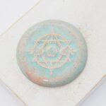 36 mm Lunar Cycle Beadingschool Art Cabochon Mint Green on light clay x 1 pc(s)