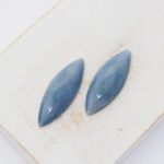 10x28 mm Small Navette Beadingschool Art Cabochon Steel Blue on light clay x 2 pc(s)