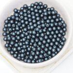 4 mm Round Glass beads Alabaster Pastel Dark Grey x 60 pc(s)