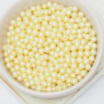 4 mm Round Glass beads Alabaster Pastel Cream x 60 pc(s)