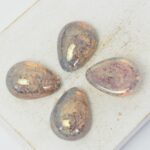 13x18 mm Pear glass cabochon Milky Jonquil Luster Opaque TopazPink x 4 pc(s)