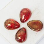 13x18 mm Pear glass cabochon Siam Ruby Luster Opaque TopazPink x 4 pc(s)