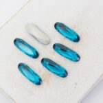 5x15 mm Baguette glass cabochon Blue Zircon x 6 pc(s)
