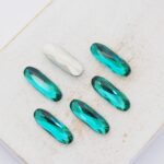 5x15 mm Baguette glass cabochon Emerald x 6 pc(s)