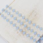 3 mm Gold - colored Chain with Light Sapphire Opal Beads  x 50 cm