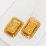 16x23 mm Tile Beadingschool Art Cabochon Amber Sparks on light clay x 2 pc(s)