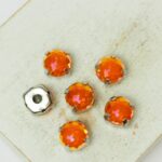 8 mm round glass cabochon Copper Opal with silver-colored claw x 6 pc(s)