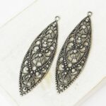 15x45 mm Drop Filigree Antique-silver x 2 pc(s)