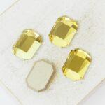10x14 mm Rectangle glass cabochon Citrine x 4 pc(s)