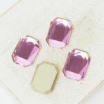 10x14 mm Rectangle glass cabochon Light Rose x 4 pc(s)