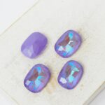 10x14 mm Rounded Rectangle glass cabochon Violet Shine x 4 pc(s)