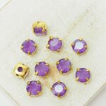 6 mm round glass cabochon Tanzanite Matt with gold-colored claw x 10 pc(s)