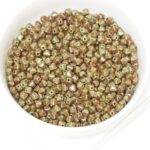 4 mm Glass Bicone Bead Brown Green Travertin x 10 g