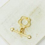 13x15 mm Heart Flower Toggle Clasp Gold-colored x 1 pc(s)