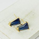 9x14 mm Rectangle Earstud Dark Blue  Gold-colored x 2 pc(s)