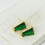 9x14 mm Rectangle Earstud Emerald  Gold-colored x 2 pc(s)