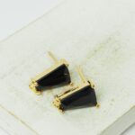 9x14 mm Rectangle Earstud Magic Black  Gold-colored x 2 pc(s)