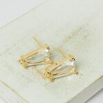 9x14 mm Rectangle Earstud Transparent  Gold-colored x 2 pc(s)