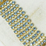 3.2 mm rhinestone chain with Light Sapphire in raw setting x 40 cm