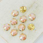 6 mm / ss30 Preciosa sew-on rhinestone Rose Peach AB in Gold-colored setting x 10 pc(s)