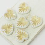 18x18 mm Kiwi Heart bead Alabaster Gold Painted x 6 pc(s)
